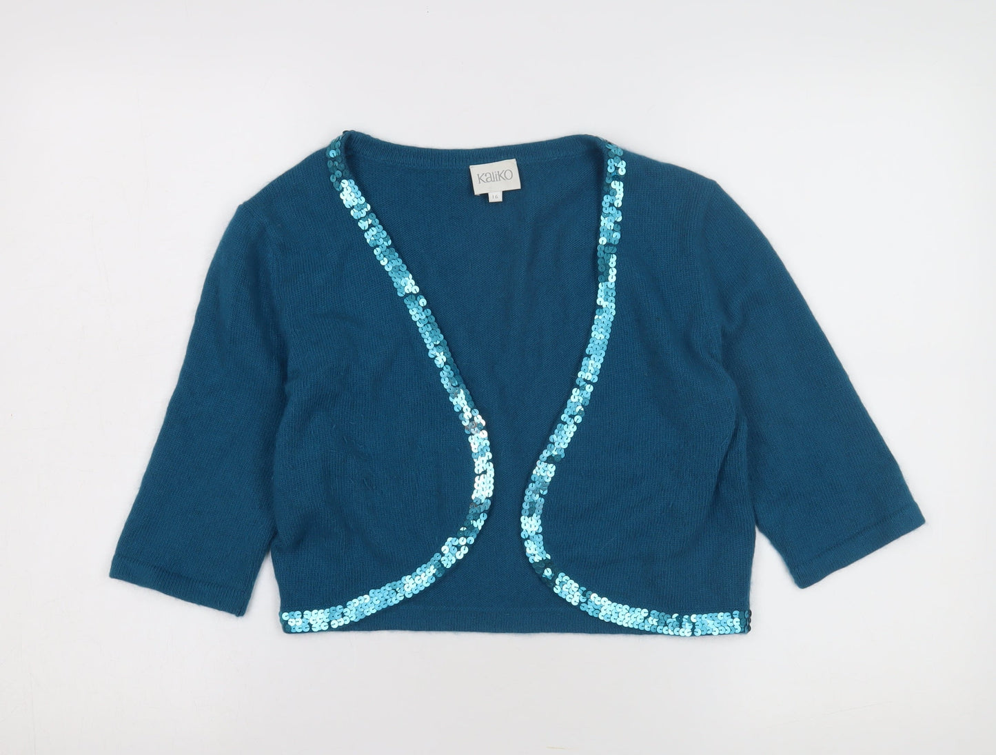 Womens UK Size 16 Kaliko Blue Shrug Jumper