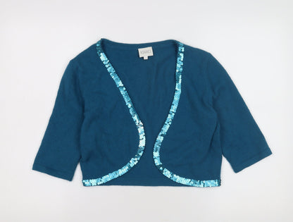 Womens UK Size 16 Kaliko Blue Shrug Jumper