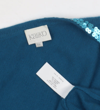 Womens UK Size 16 Kaliko Blue Shrug Jumper