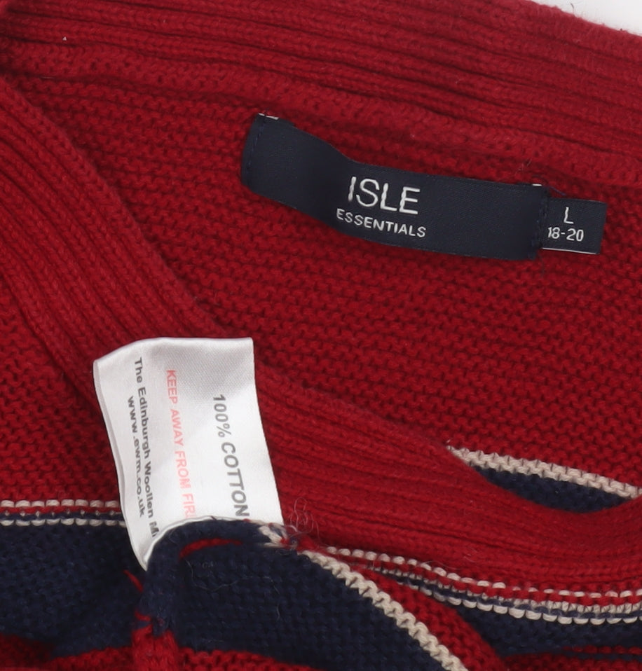 Womens UK Size L ISLE Red Pullover Jumper