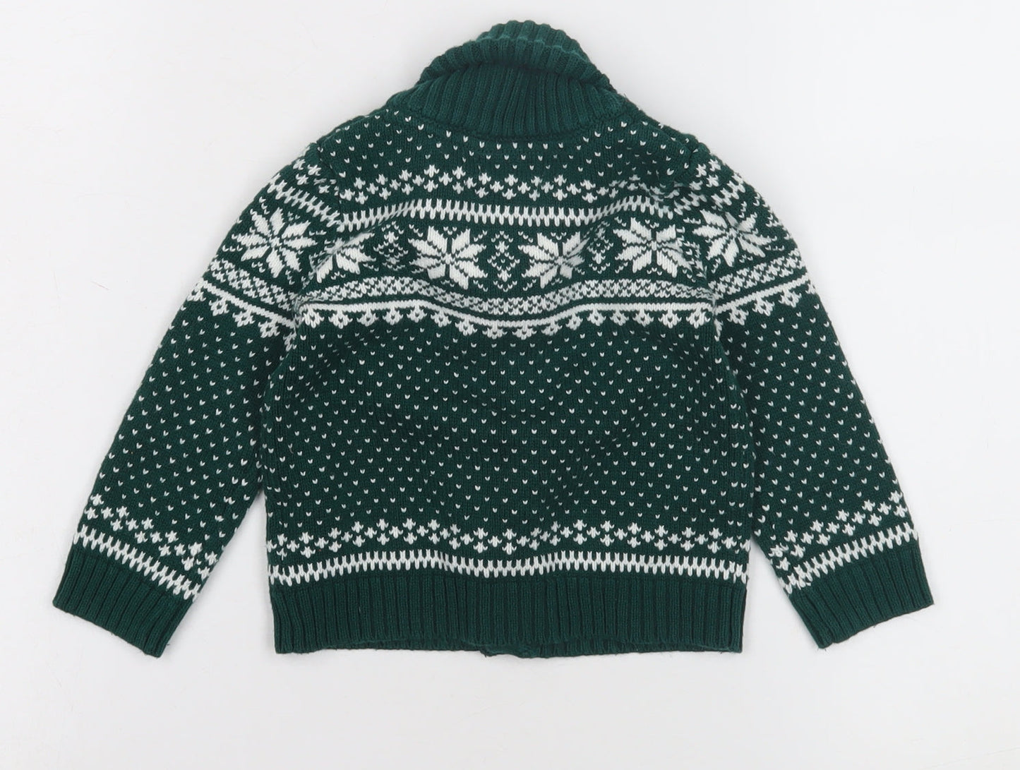 Tahari Green Knit Cardigan, Unisex Baby 9-12M, Fair Isle Winter