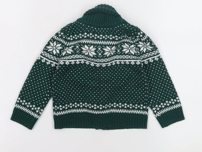 Tahari Green Knit Cardigan, Unisex Baby 9-12M, Fair Isle Winter