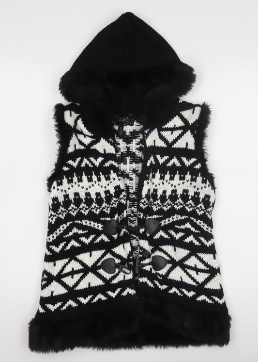 Jessica Simpson Women's Black Hooded Vest in M