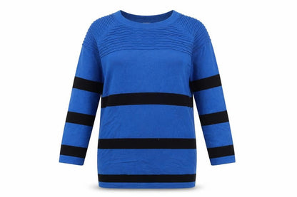 Bassini Women's Blue Striped Jumper, S/M, Long Sleeve