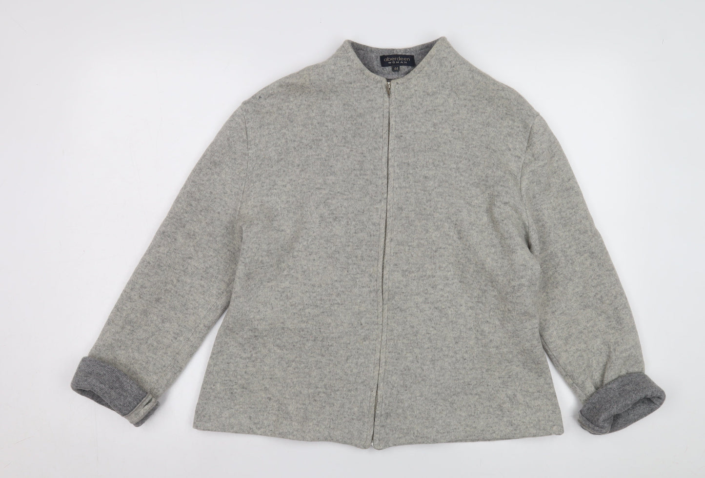 Aberdeen Women Grey Wool Knit Jacket Size 16 Casual