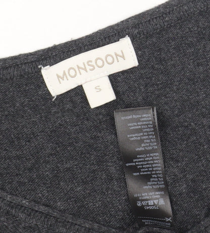 Monsoon Women's Grey Sequin Wool Jumper Dress S