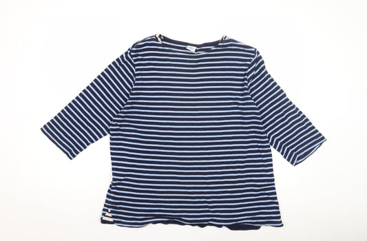 Cotton Traders Women's Blue Striped T-Shirt