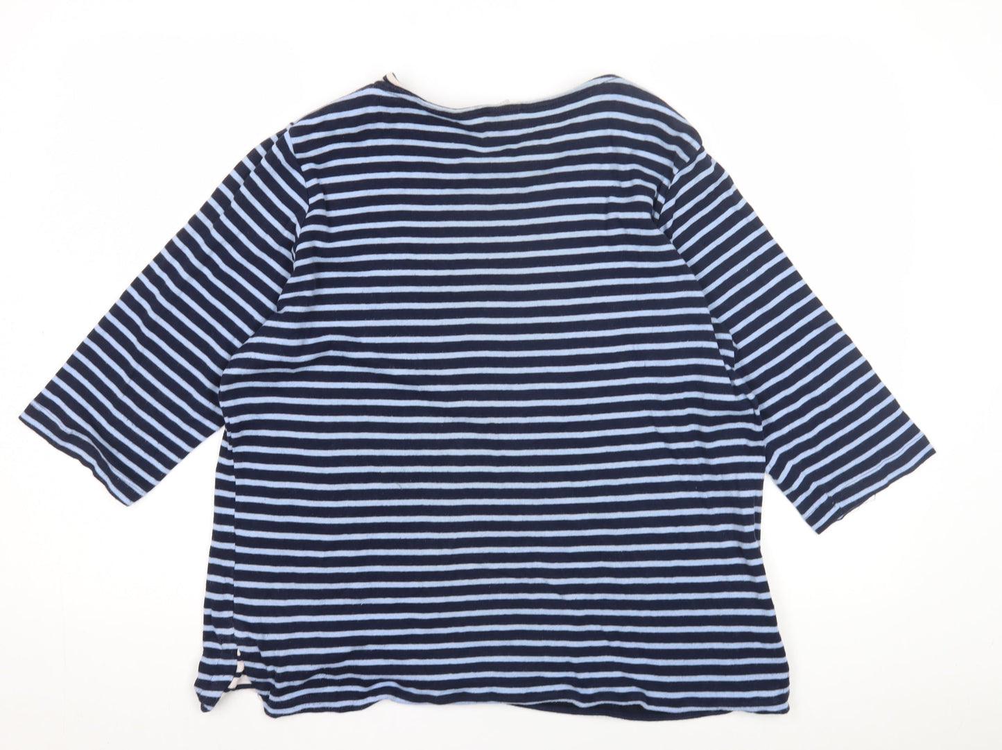 Cotton Traders Women's Blue Striped T-Shirt
