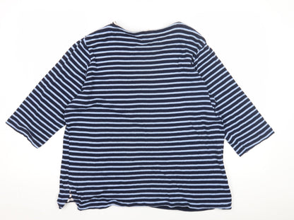 Cotton Traders Women's Blue Striped T-Shirt