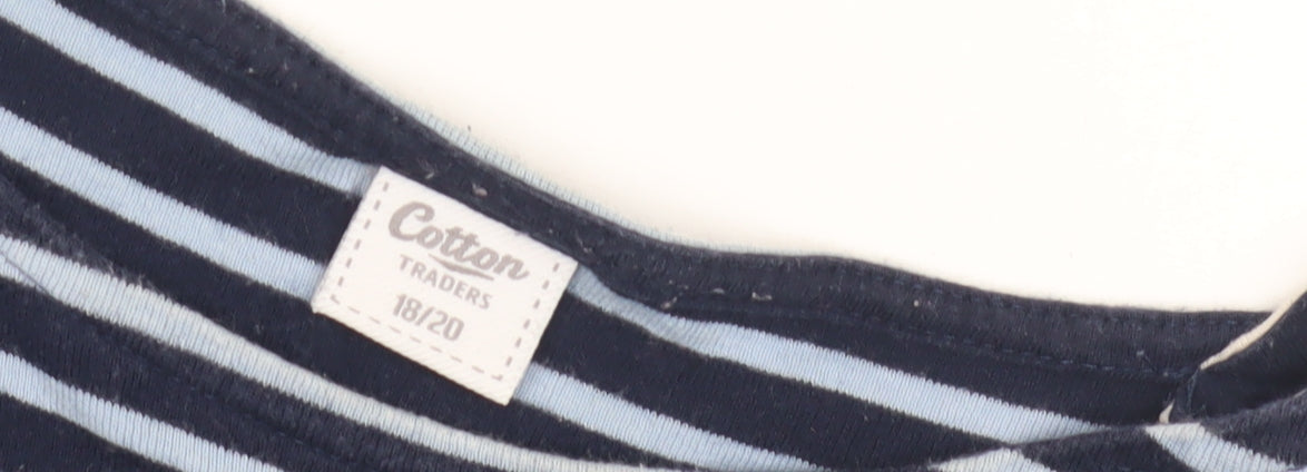 Cotton Traders Women's Blue Striped T-Shirt