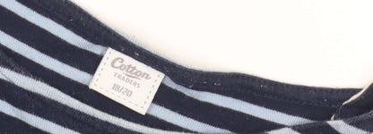 Cotton Traders Women's Blue Striped T-Shirt