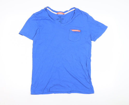 Superdry Men's Blue V-Neck T-Shirt, Size M