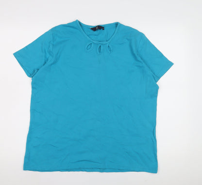 Womens UK Size 22-24 Isle Essentials Blue Basic T-Shirt
