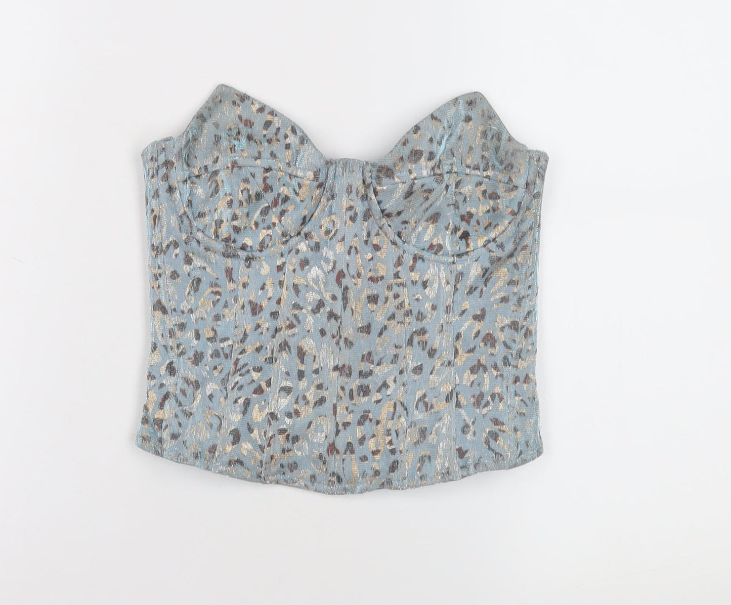 Womens UK Size 6 PRETTYLITTLETHING Blue Cropped Blouse