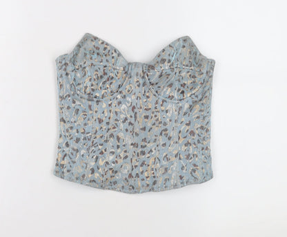 Womens UK Size 6 PRETTYLITTLETHING Blue Cropped Blouse