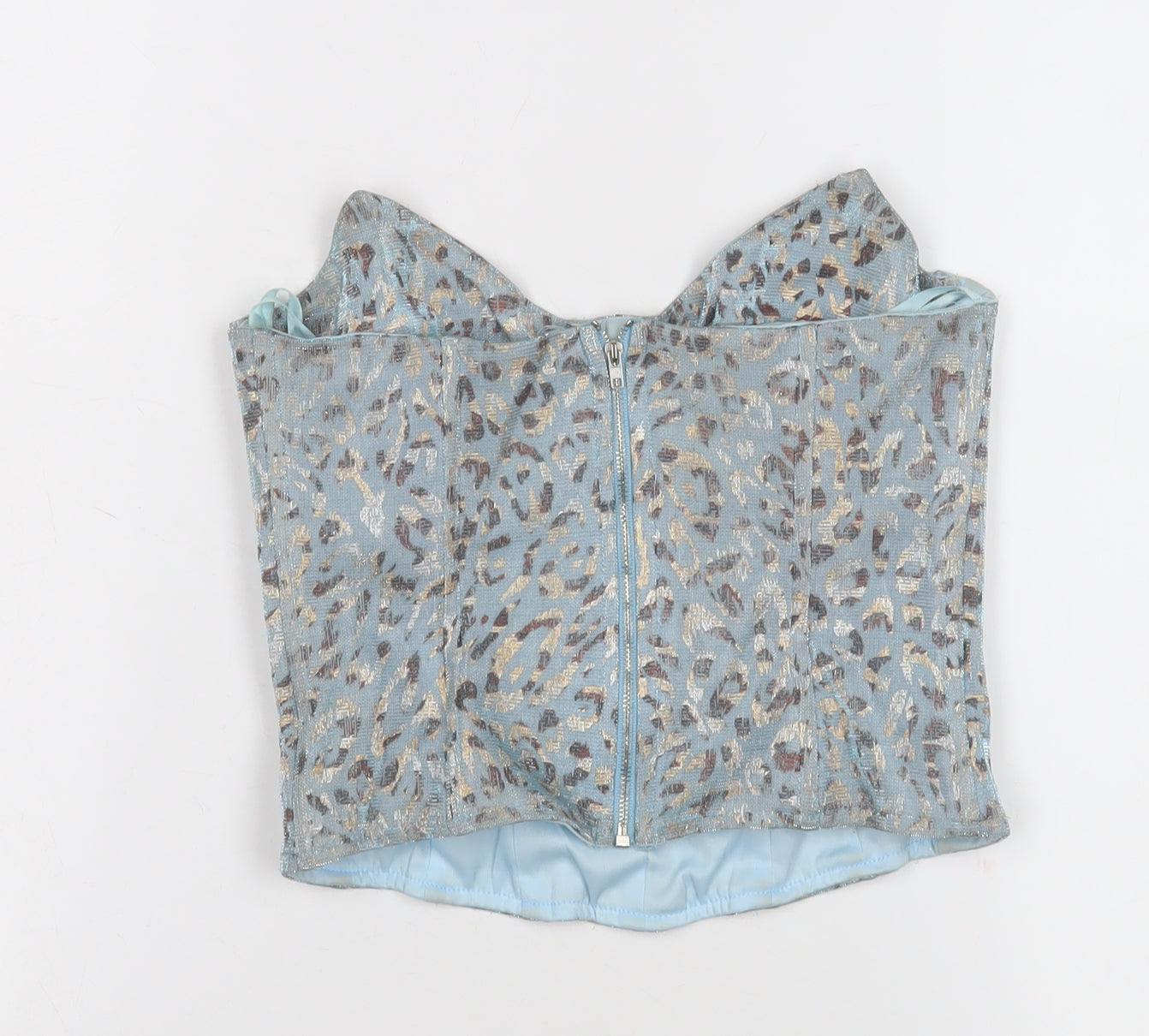 Womens UK Size 6 PRETTYLITTLETHING Blue Cropped Blouse