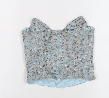 Womens UK Size 6 PRETTYLITTLETHING Blue Cropped Blouse