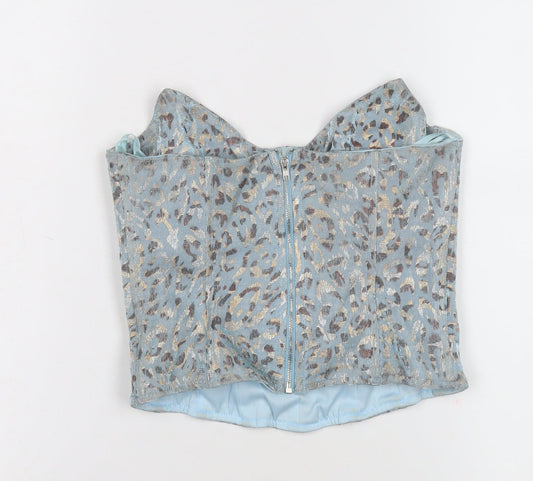Womens UK Size 6 PRETTYLITTLETHING Blue Cropped Blouse