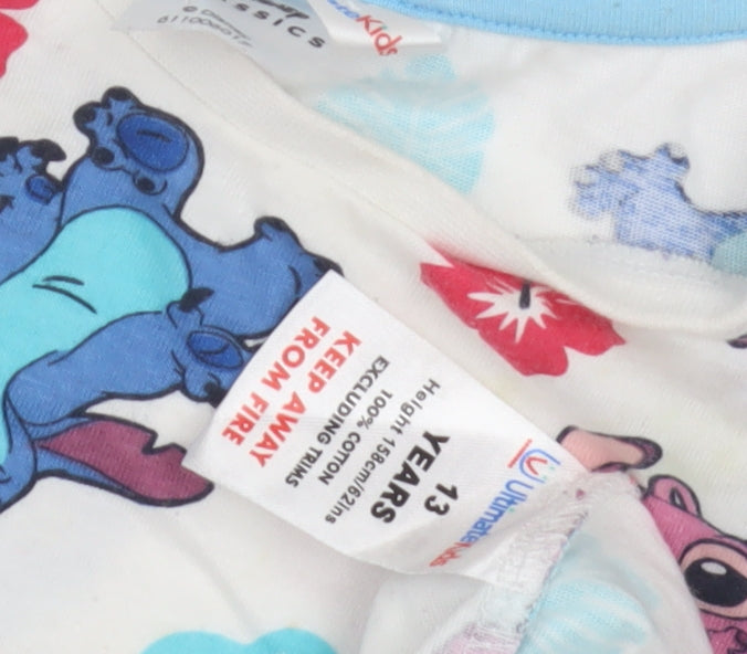 Ultimate Kids Disney Classics Girls' Stitch Graphic T-Shirt - White, 13 Years
