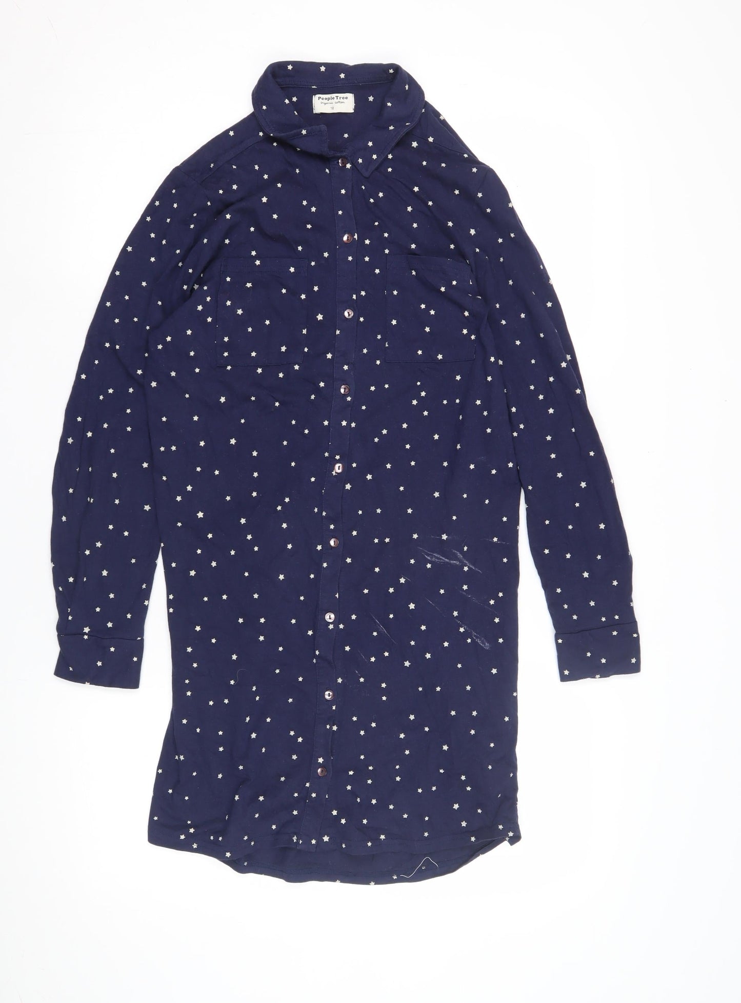 People Tree Women's Blue Star Nightshirt, Size 12