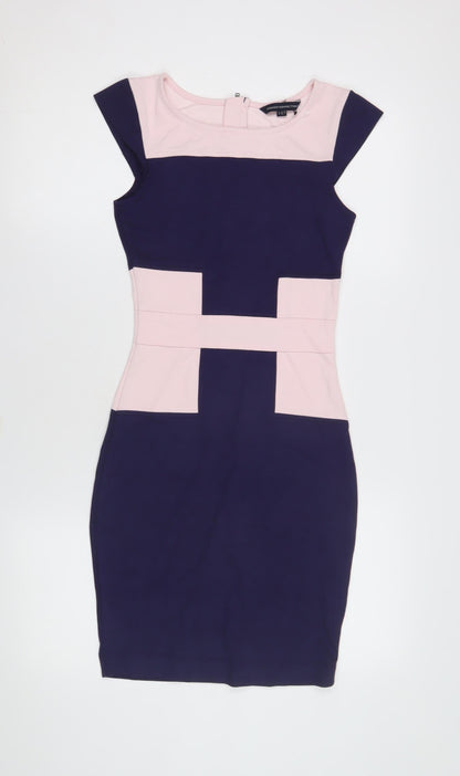 French Connection Women's Pink Blue Bodycon Knee Dress