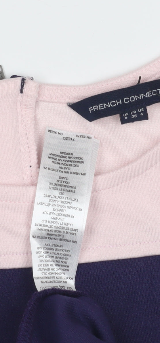 French Connection Women's Pink Blue Bodycon Knee Dress