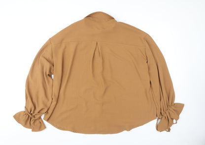 Boohoo Women's Brown Button-Up Blouse Size 16
