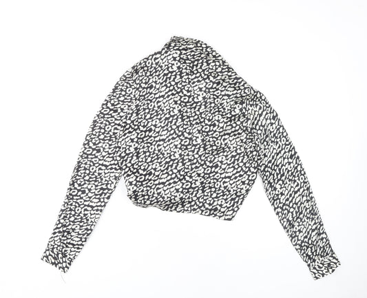 Womens UK Size 6 PRETTYLITTLETHING Black Wrap Blouse