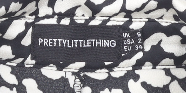 Womens UK Size 6 PRETTYLITTLETHING Black Wrap Blouse