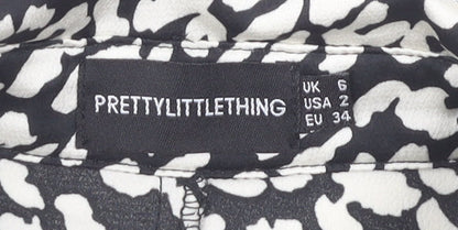 Womens UK Size 6 PRETTYLITTLETHING Black Wrap Blouse