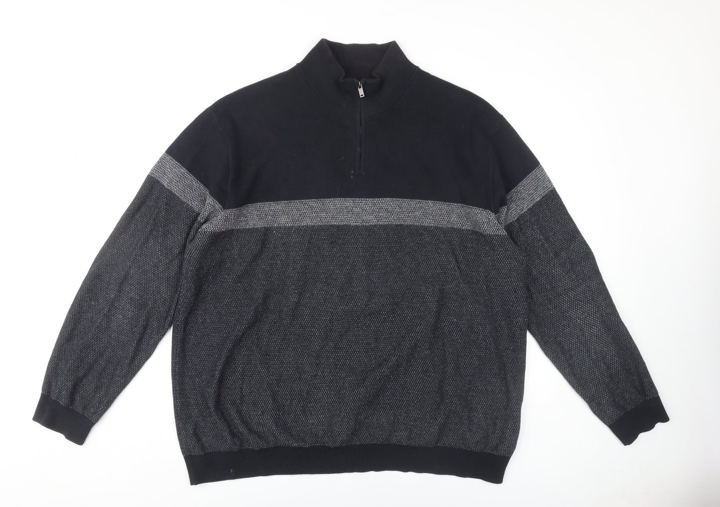 Next Men's Black 2XL Full Zip Knit Jumper