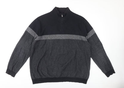 Next Men's Black 2XL Full Zip Knit Jumper