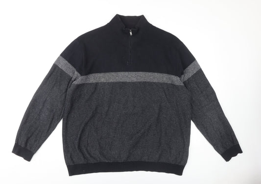 Next Men's Black 2XL Full Zip Knit Jumper