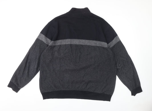Next Men's Black 2XL Full Zip Knit Jumper