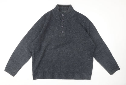 Marks and Spencer Men's XL Grey Henley Jumper