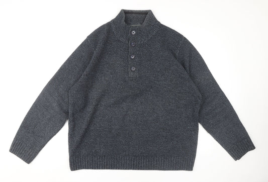 Marks and Spencer Men's XL Grey Henley Jumper