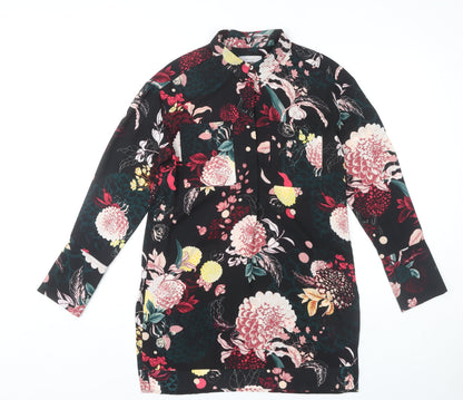Marks and Spencer Floral Shirt Dress Black Size 8
