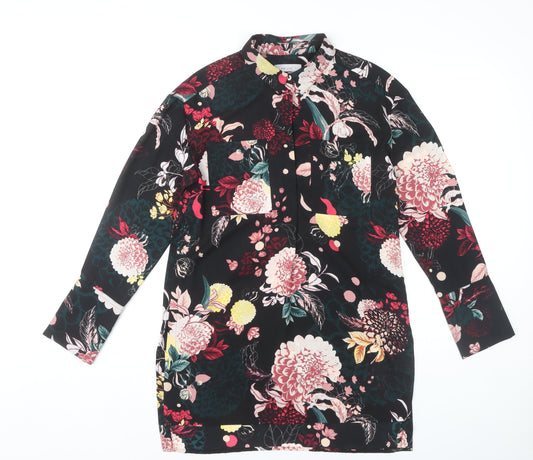 Marks and Spencer Floral Shirt Dress Black Size 8