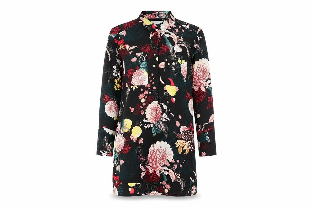 Marks and Spencer Floral Shirt Dress Black Size 8