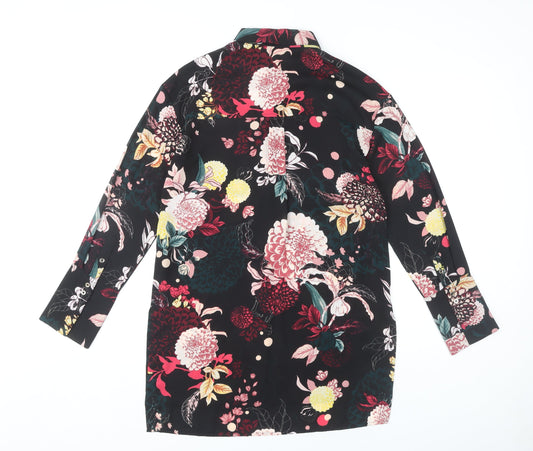 Marks and Spencer Floral Shirt Dress Black Size 8