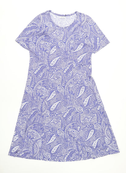 Damart Women's Blue Paisley Jersey Dress Size 12