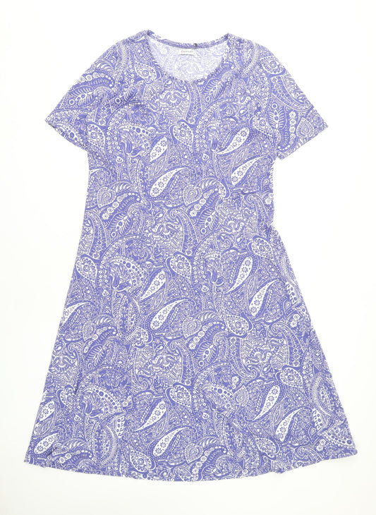 Damart Women's Blue Paisley Jersey Dress Size 12