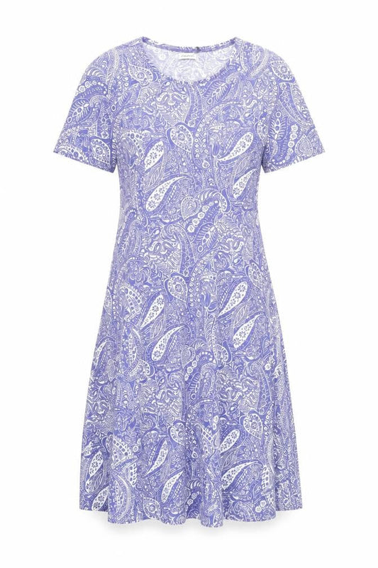 Damart Women's Blue Paisley Jersey Dress Size 12