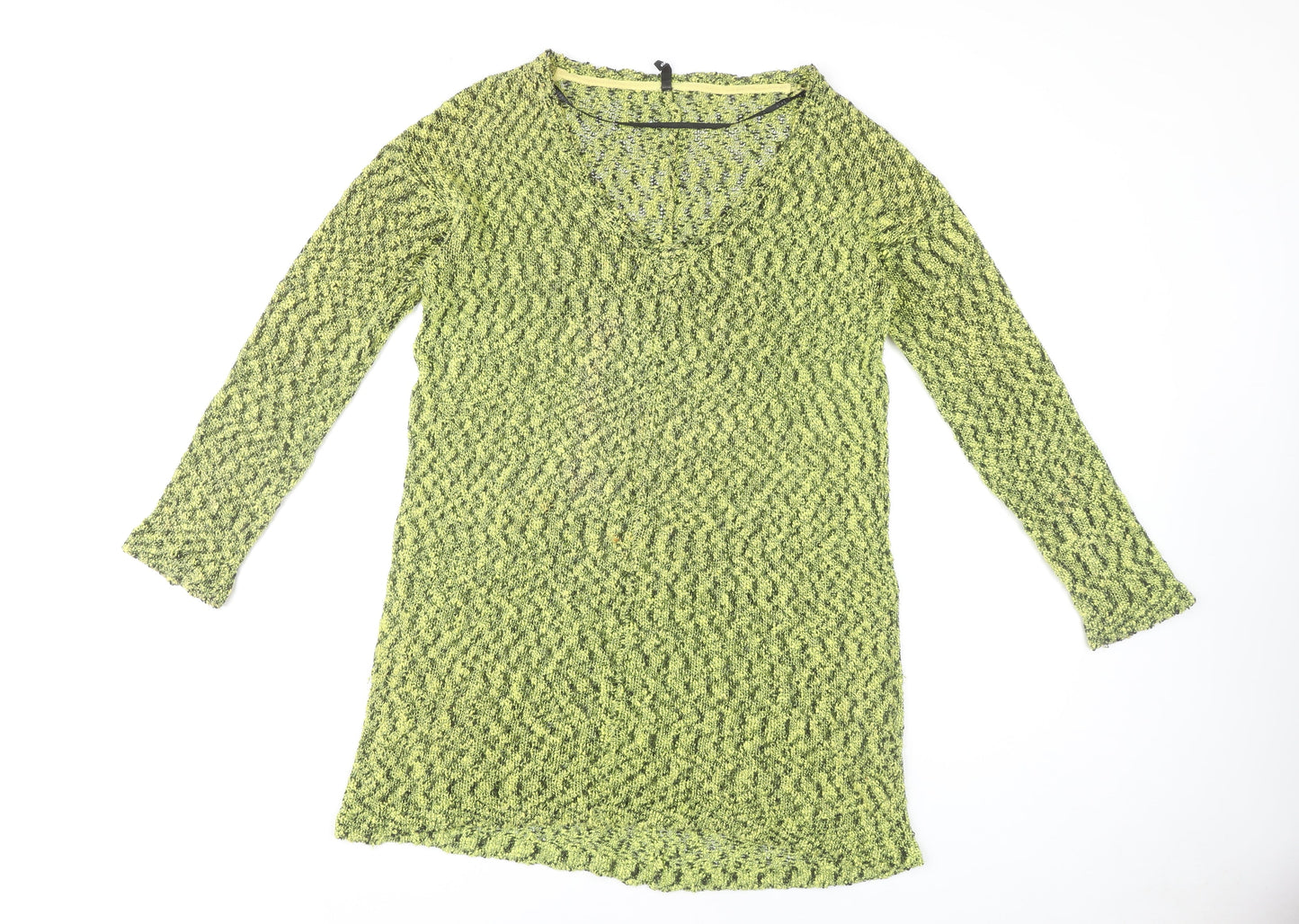 Staple Women's Green Open-Knit Pullover Jumper Size 12