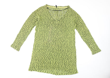 Staple Women's Green Open-Knit Pullover Jumper Size 12