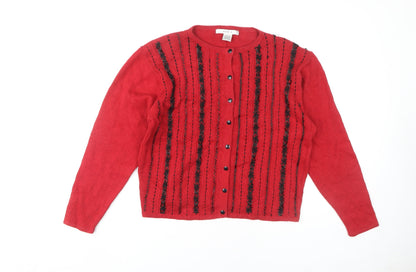 Lise J. Women's Red Cardigan L - Embroidered Knit