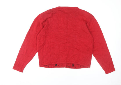 Lise J. Women's Red Cardigan L - Embroidered Knit