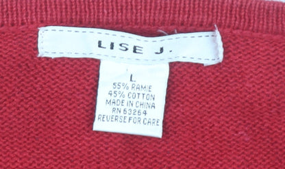 Lise J. Women's Red Cardigan L - Embroidered Knit