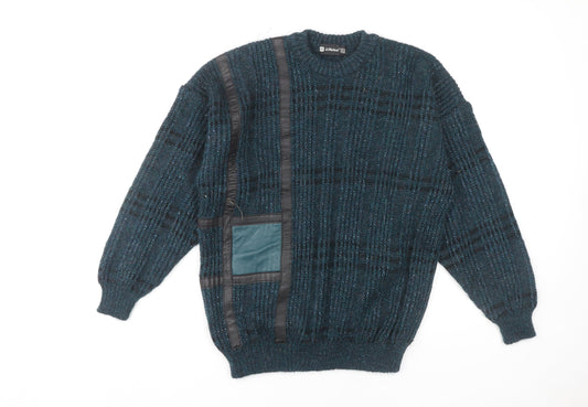St Michael Men's Blue Check Pullover Jumper L