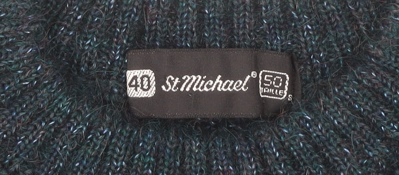 St Michael Men's Blue Check Pullover Jumper L